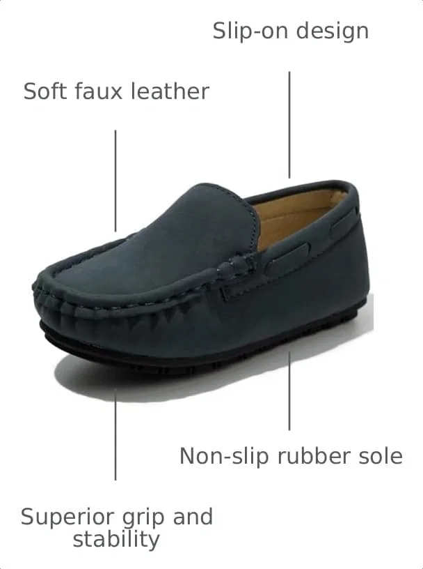 Детские туфли-лоферы для мальчиков с мягкой подошвой Moceen, Navy Blue — фото 3