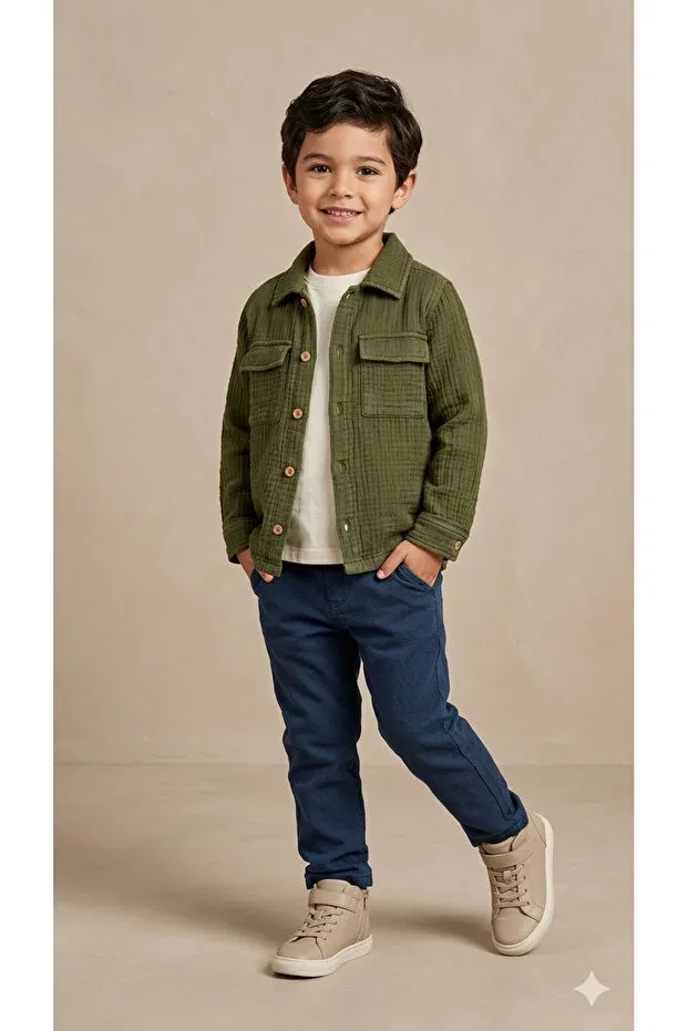 Детская рубашка из муслина с длинным рукавом Nanica Kids, Green