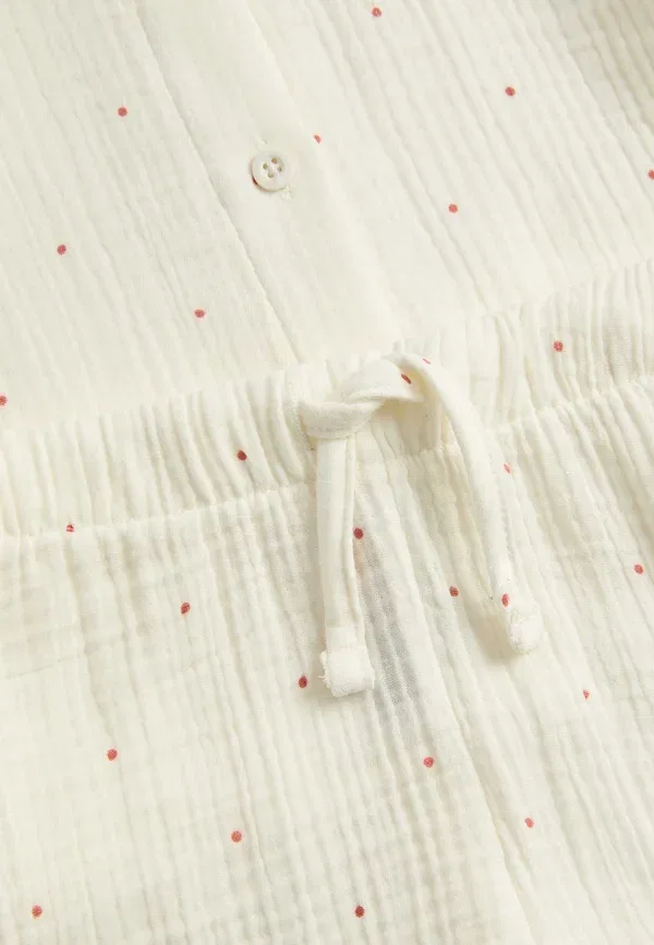 Пижамный комплект из хлопка Spotty scallop neck Marks & Spencer, Ivory Mix, слоновая кость — фото 3