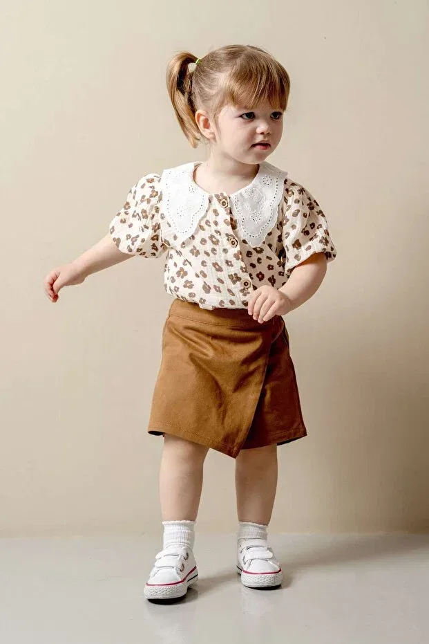 Детский комплект для девочек с оборками Jnf Kids, Brown — фото 3