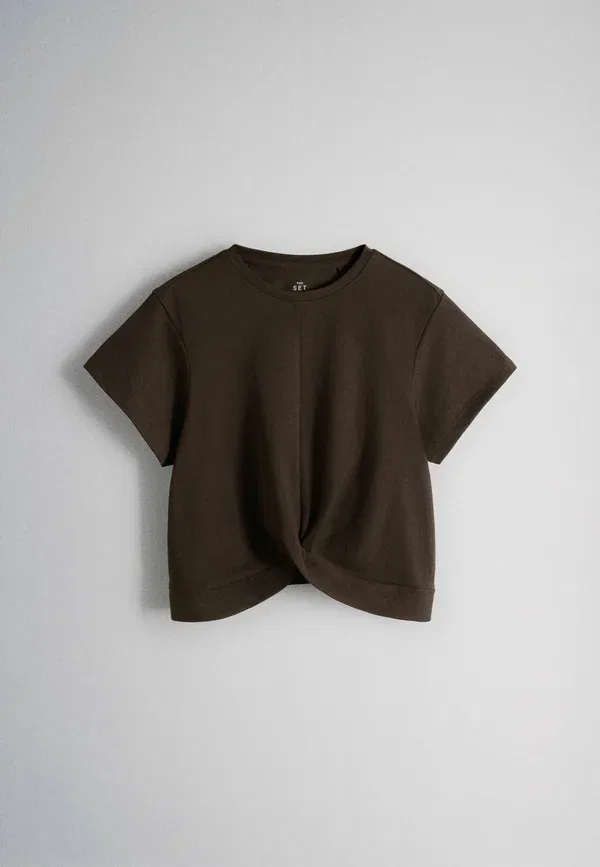 Футболка базовый крой Regular Fit, The Set, Brown Cream, коричневый — фото 4
