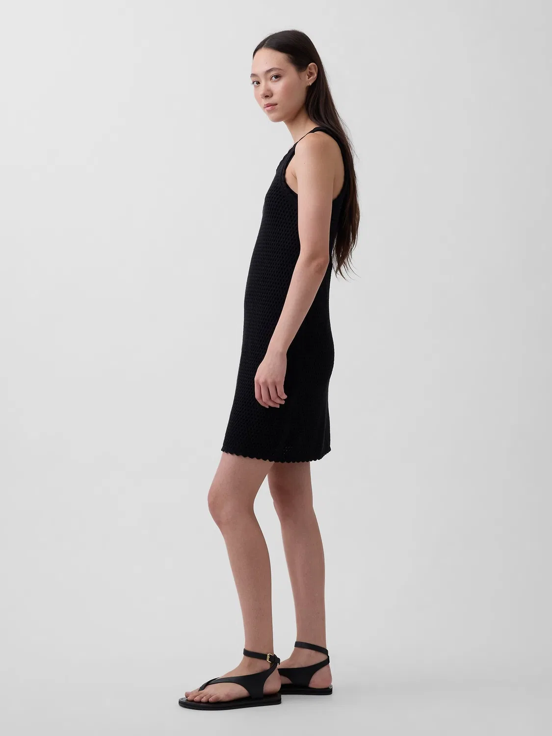 Платье мини вязаное крючком Gap, черный — фото 3