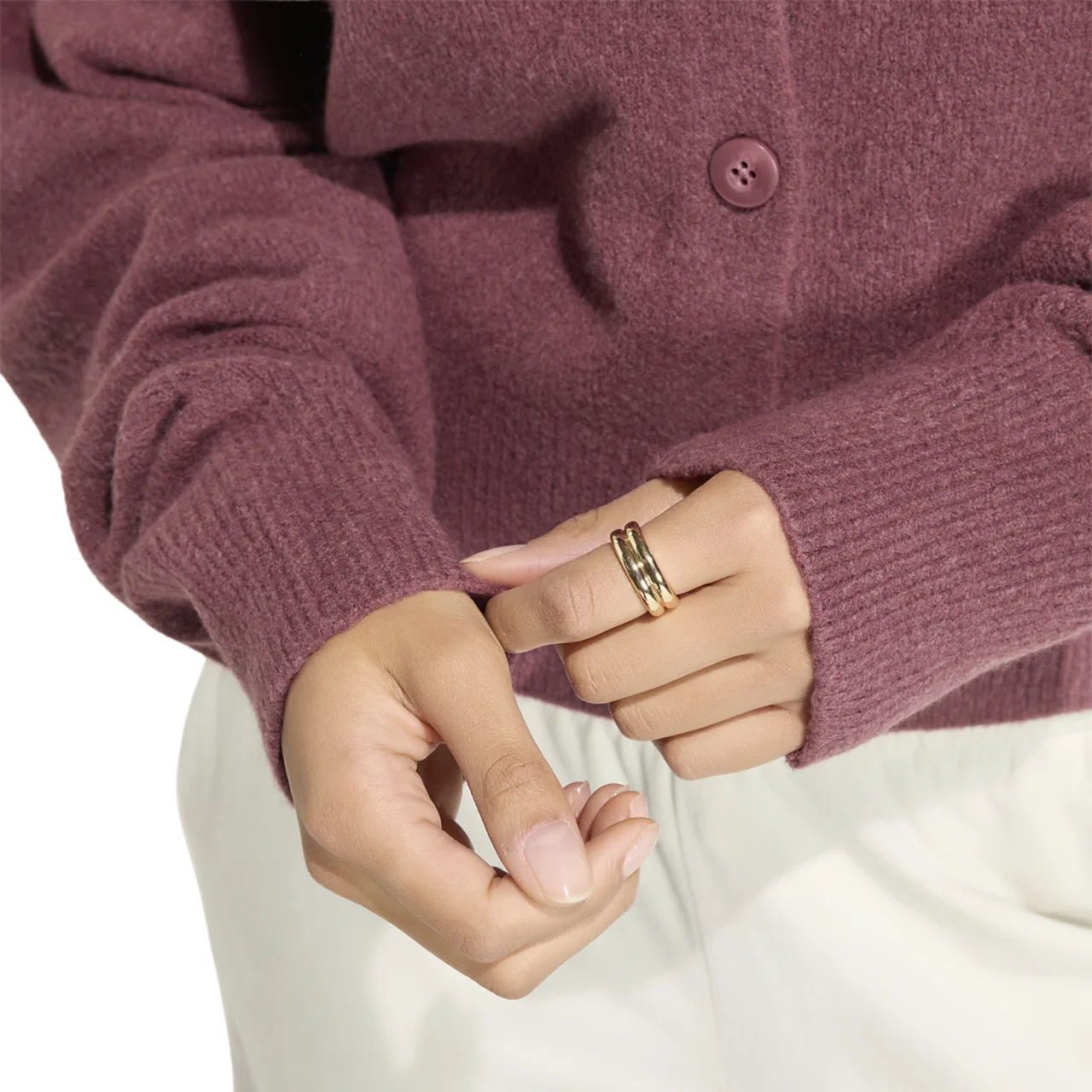 Женский кардиган с длинным рукавом, свободного кроя, adidas Originals Essentials Knit Cardigan, adidas, Quiet Crimson — фото 4