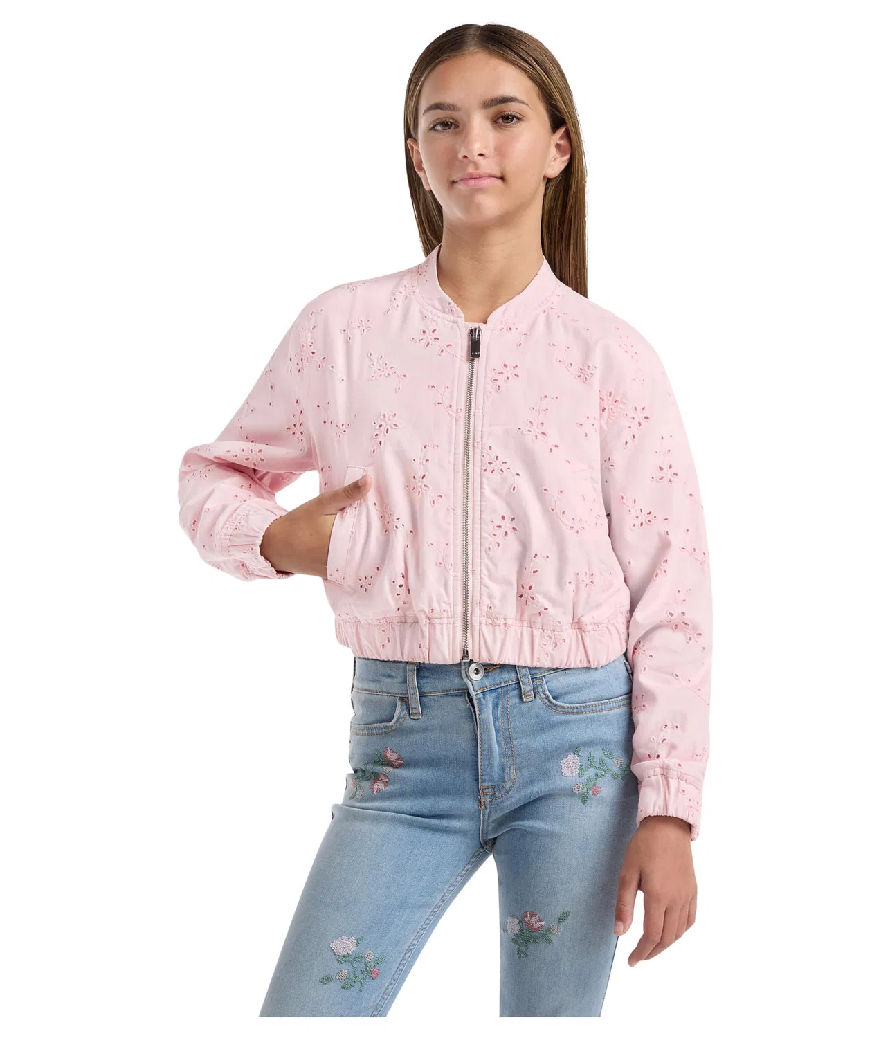 Куртка-бомбер с перфорацией (для детей постарше) Abercrombie Kids, Chalk Pink