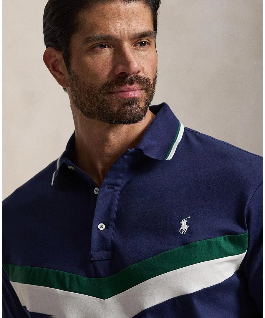 Мужская футболка-поло с коротким рукавом, классический крой, хлопок Polo Ralph Lauren, Newport Navy — фото 3