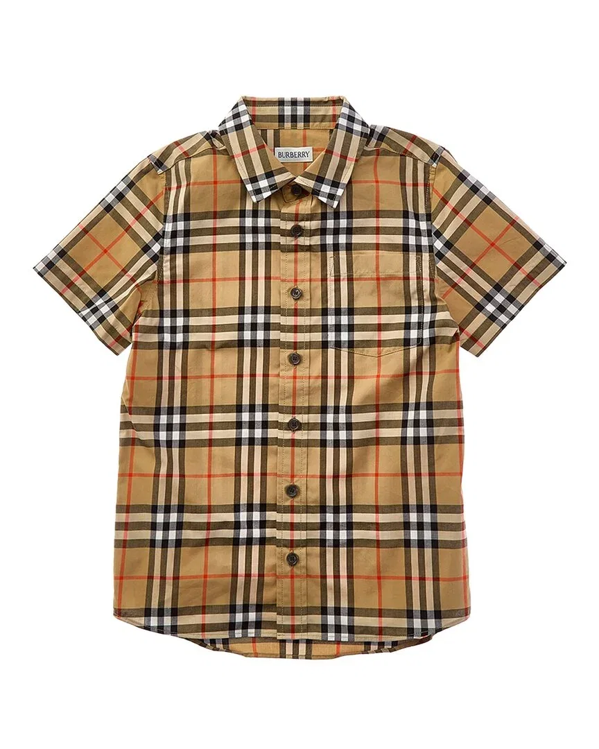 Детская рубашка с принтом Check Shirt Burberry, коричневый