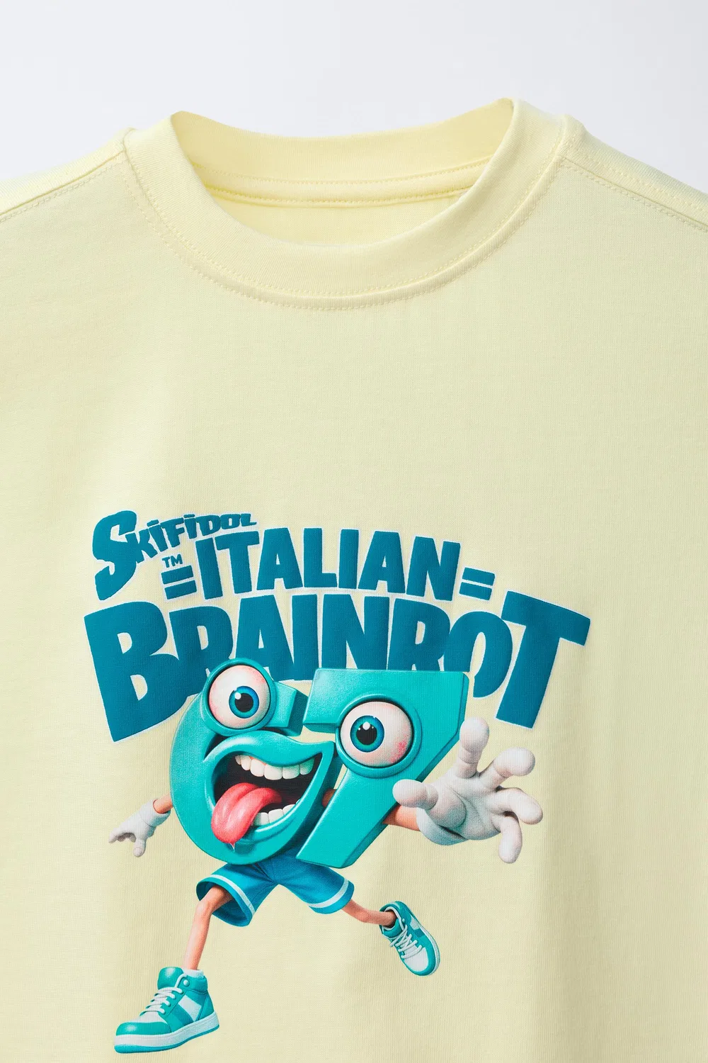 Футболка с принтом SIX SEVEN SKIFIDOL ITALIAN BRAINROT ZARA, Vanilla-Black — фото 3