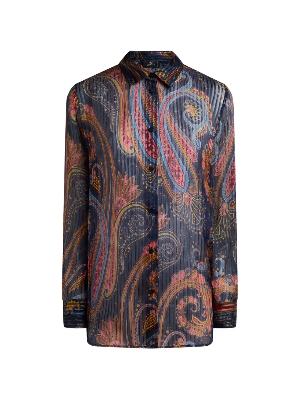 Шелковая рубашка с узором пейсли Etro, синий