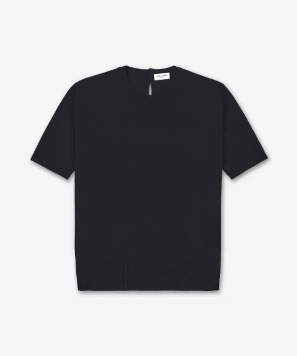 Круглый вырез, короткий рукав, джемпер, Saint Laurent, черный