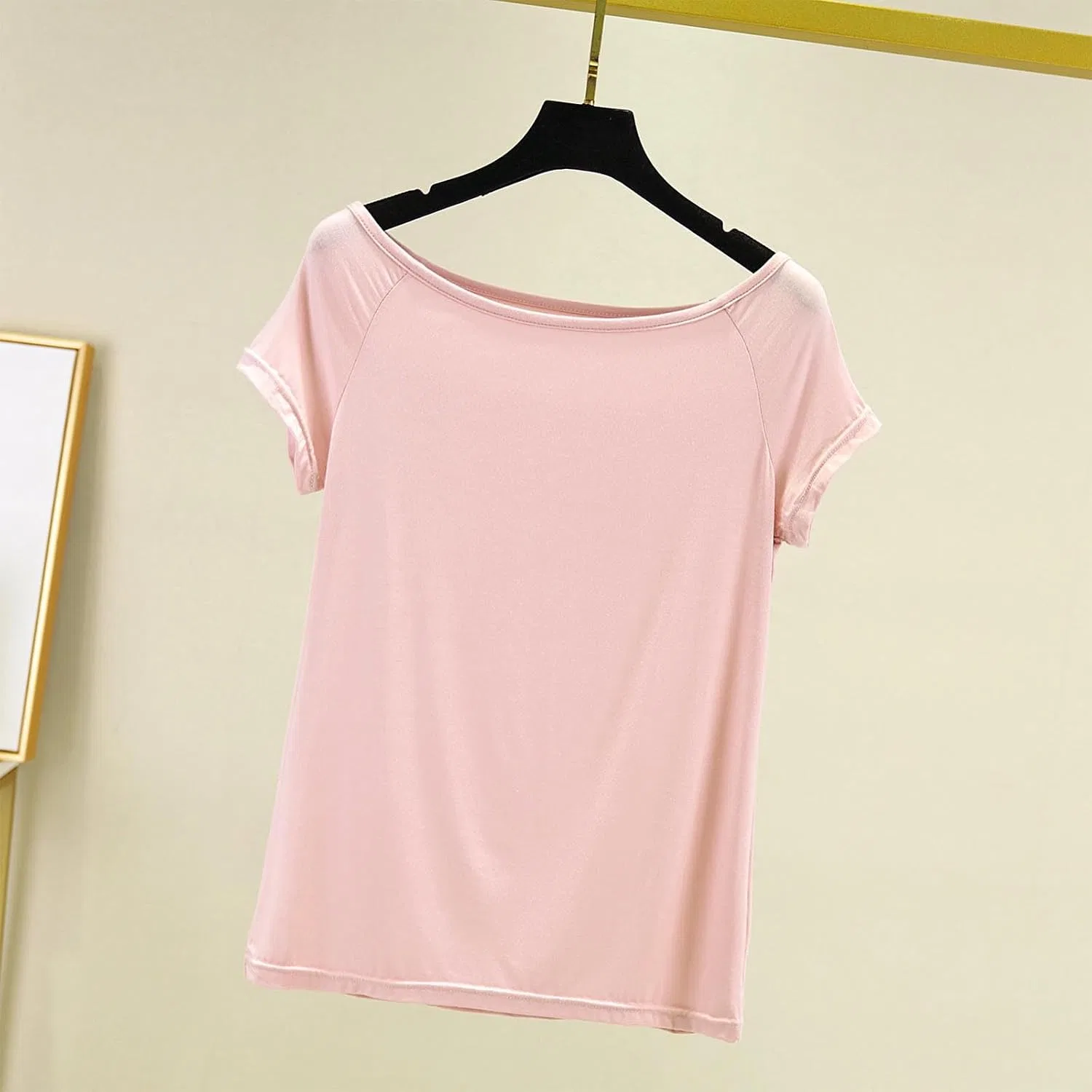 Женская спортивная футболка свободного кроя с круглым вырезом, Pink — фото 3