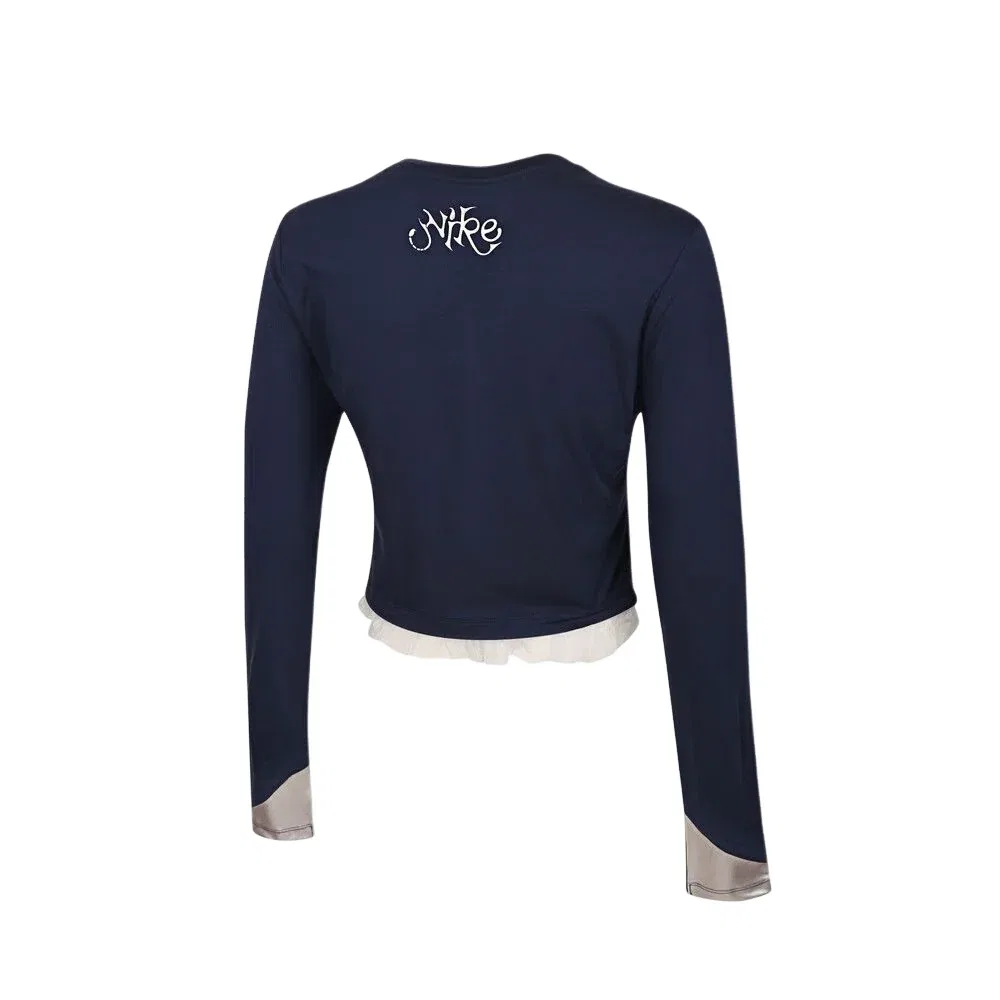 Женская рубашка Sportswear Long Sleeve Top 'Navy White' Nike, Navy/White — фото 2