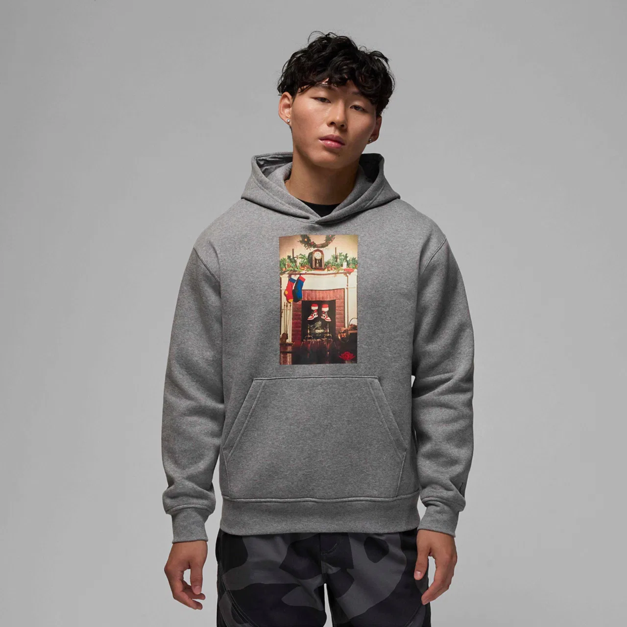 Мужской флисовый свитшот с капюшоном Chimney Jordan, цвет Carbon Heather/Black