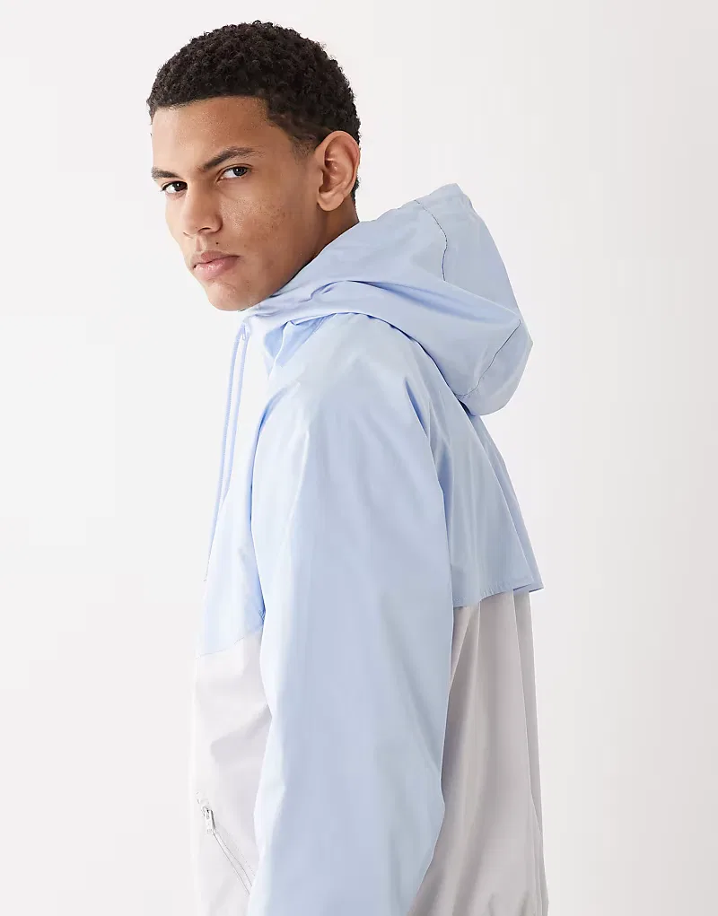 Куртка Nike Windrunner с капюшоном на молнии, сине-серый — фото 4