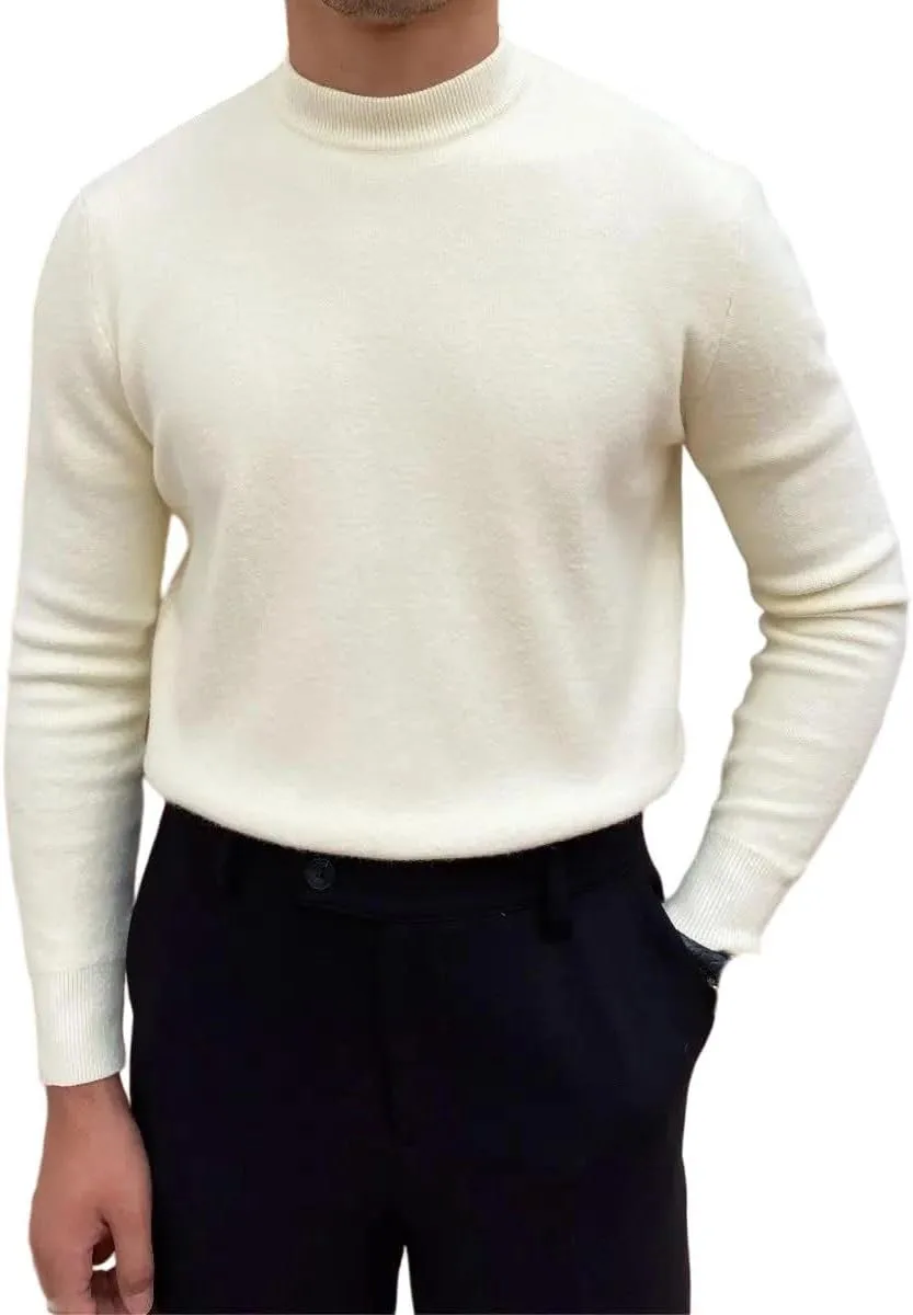 

Мужской тонкий теплый свитер с полувысоким воротом