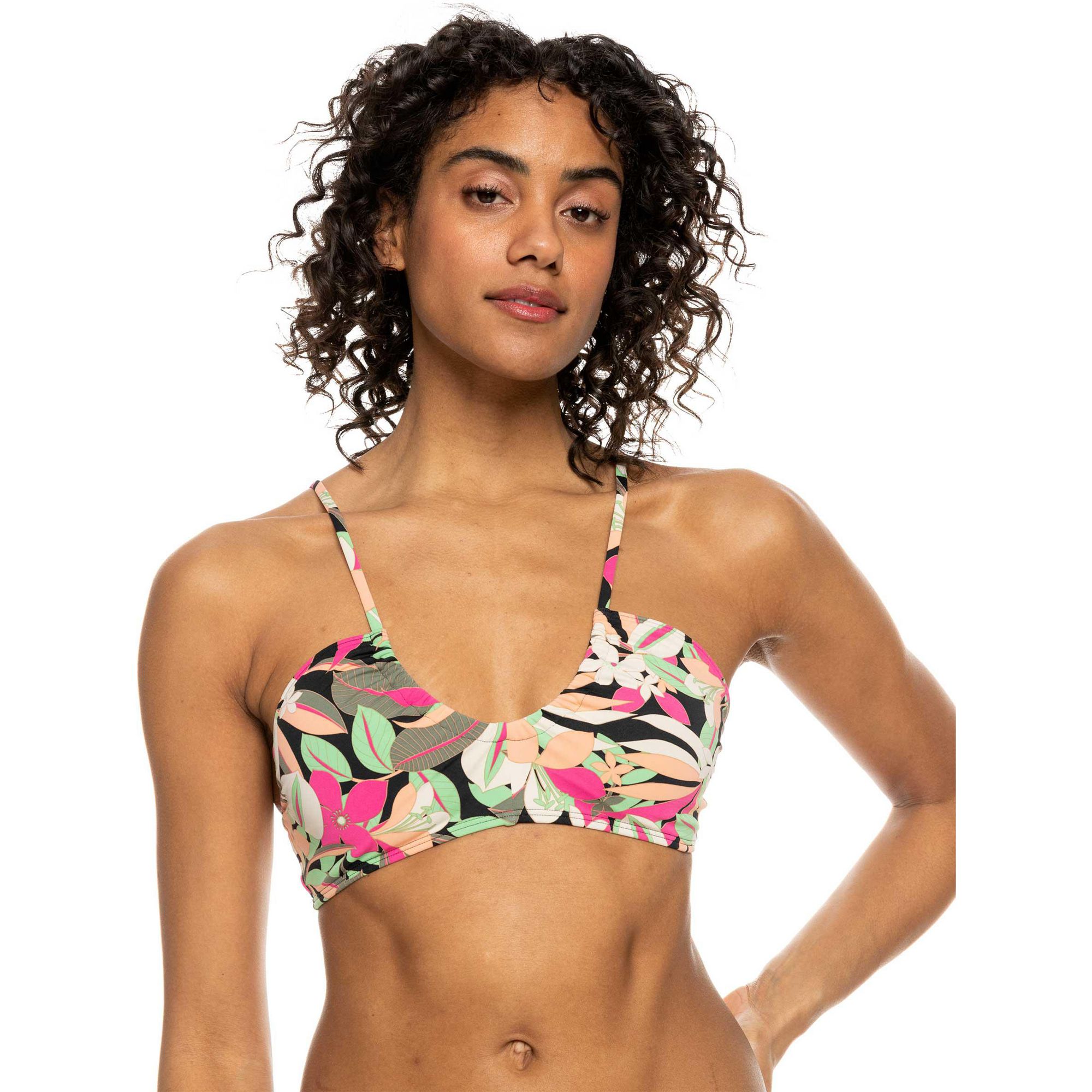 

Женский пляжный классический модный бюстгальтер-бикини с принтом ROXY, Anthracite Palm Song