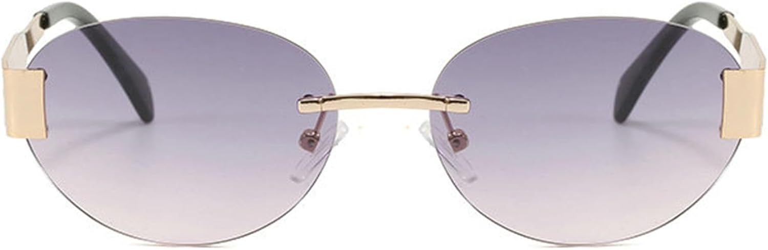 

Женские солнцезащитные очки Helena Fashion Oval, роскошные без оправы, дизайнерская металлическая оправа, мужские классические винтажные круглые очки с защитой от УФ-излучения UV400, C4