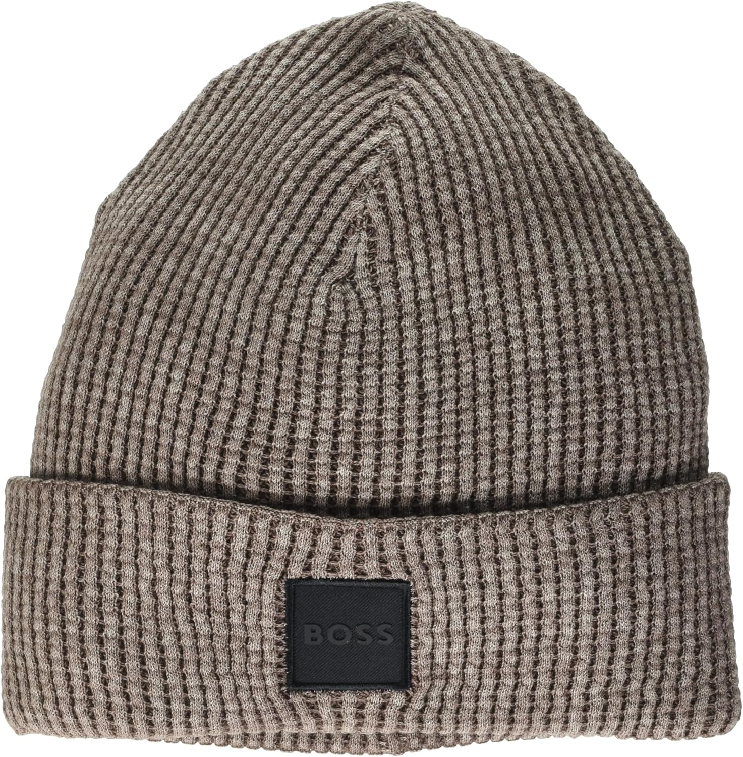 

Мужская хлопковая шапка-бини с квадратным логотипом BOSS, Hazelnut Brown