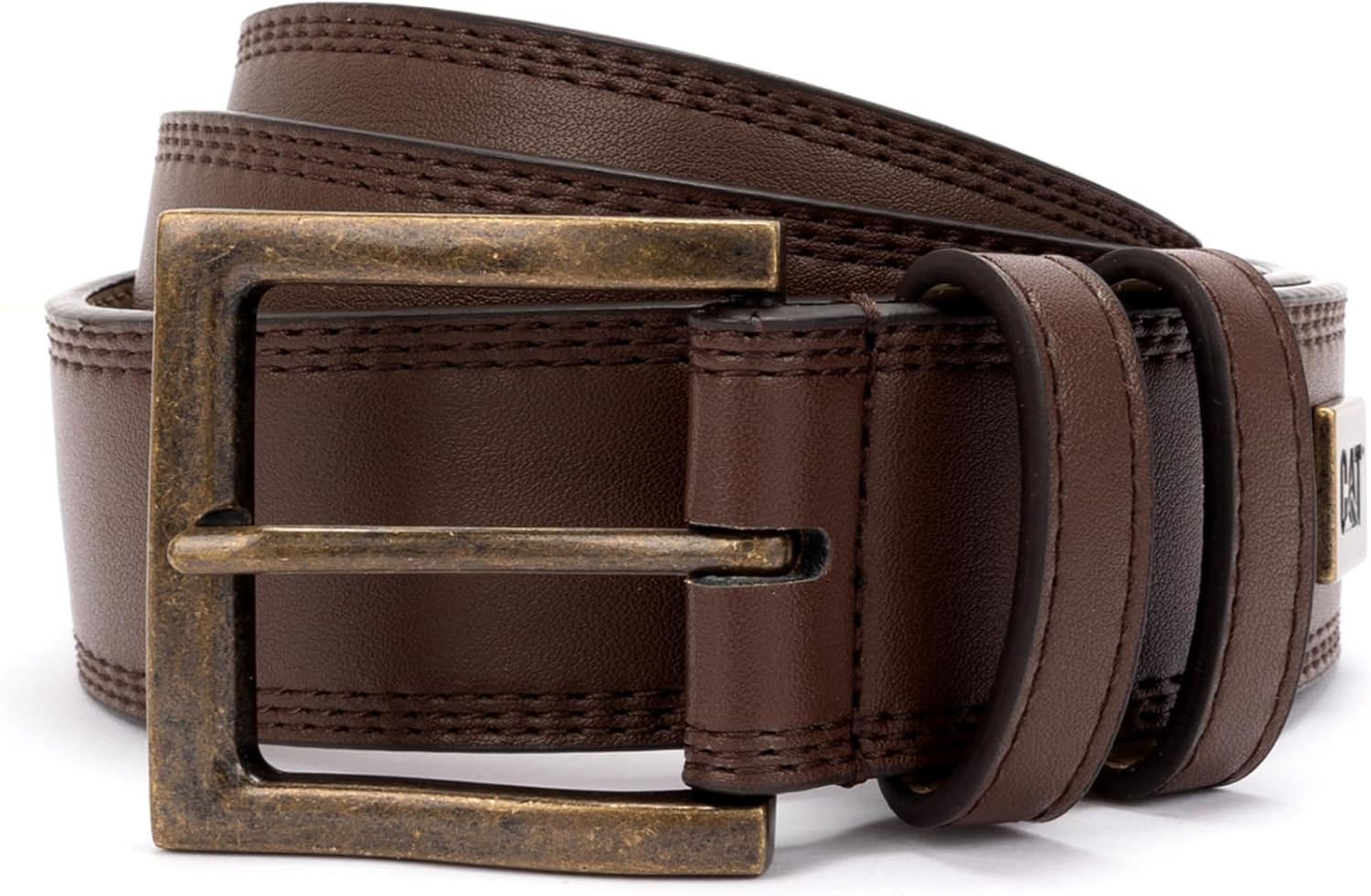 

Мужской ремень CAT с тройной строчкой по краю, Brown