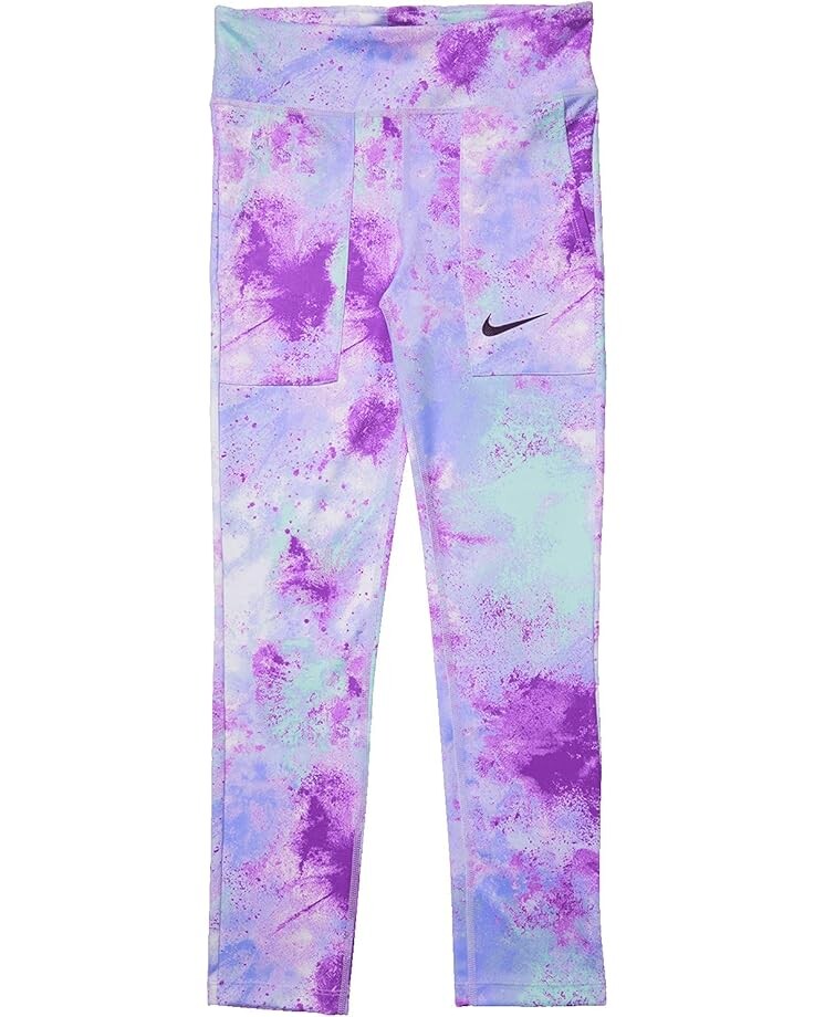 

Брюки Nike Kids One Tights All Over Print, цвет Purple Chalk/Wild Berry