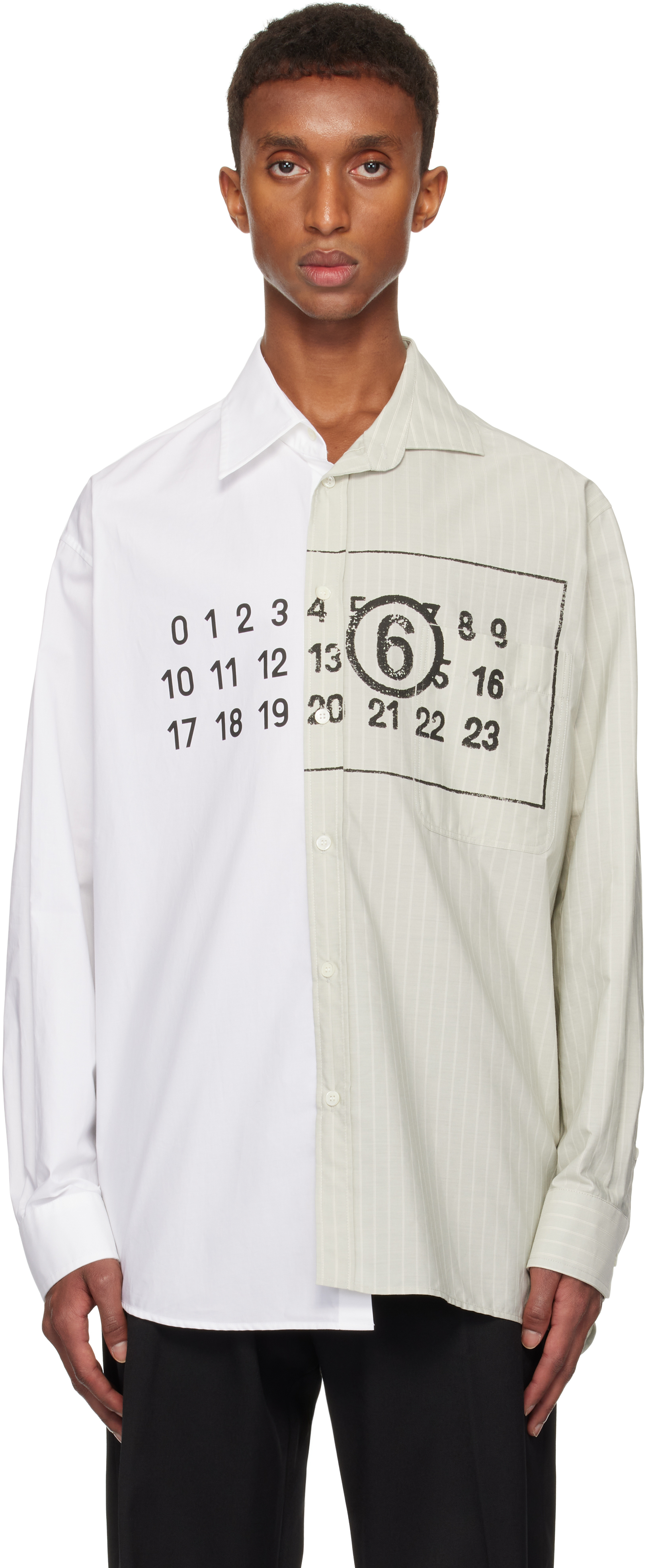 

Бело-зеленая цифровая футболка MM6 Maison Margiela