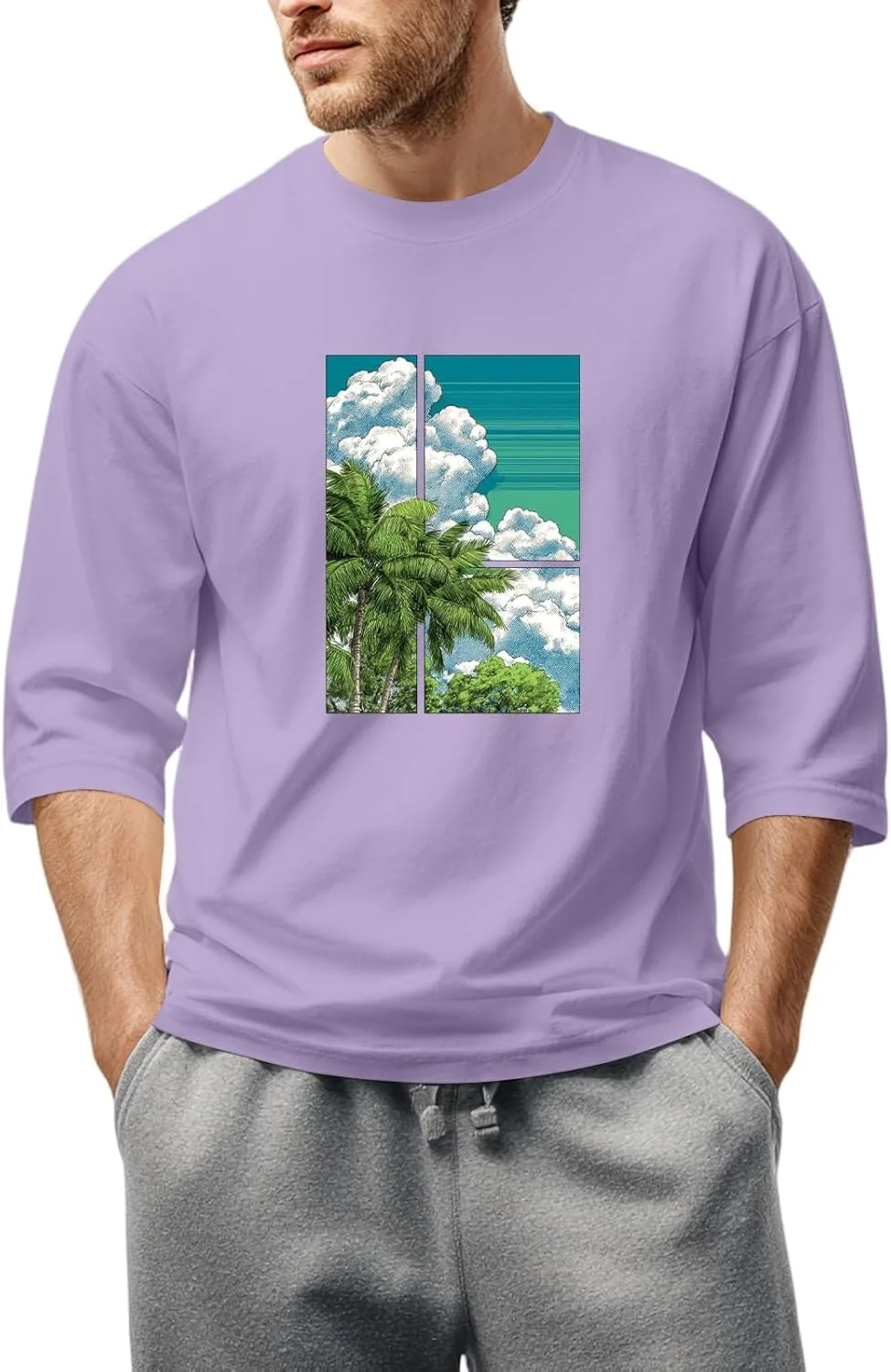 

Футболка FQZWONG для мужчин Casual Loose с графическим 2D принтом