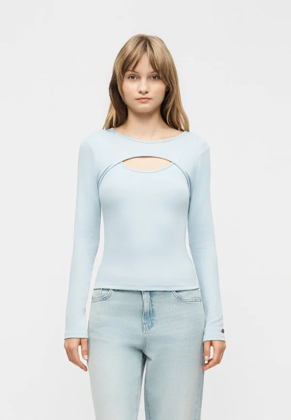 

Футболка с длинными рукавами и вырезом логотипа Gap, Sail Blue, Синий, Футболка с длинными рукавами и вырезом логотипа Gap, Sail Blue