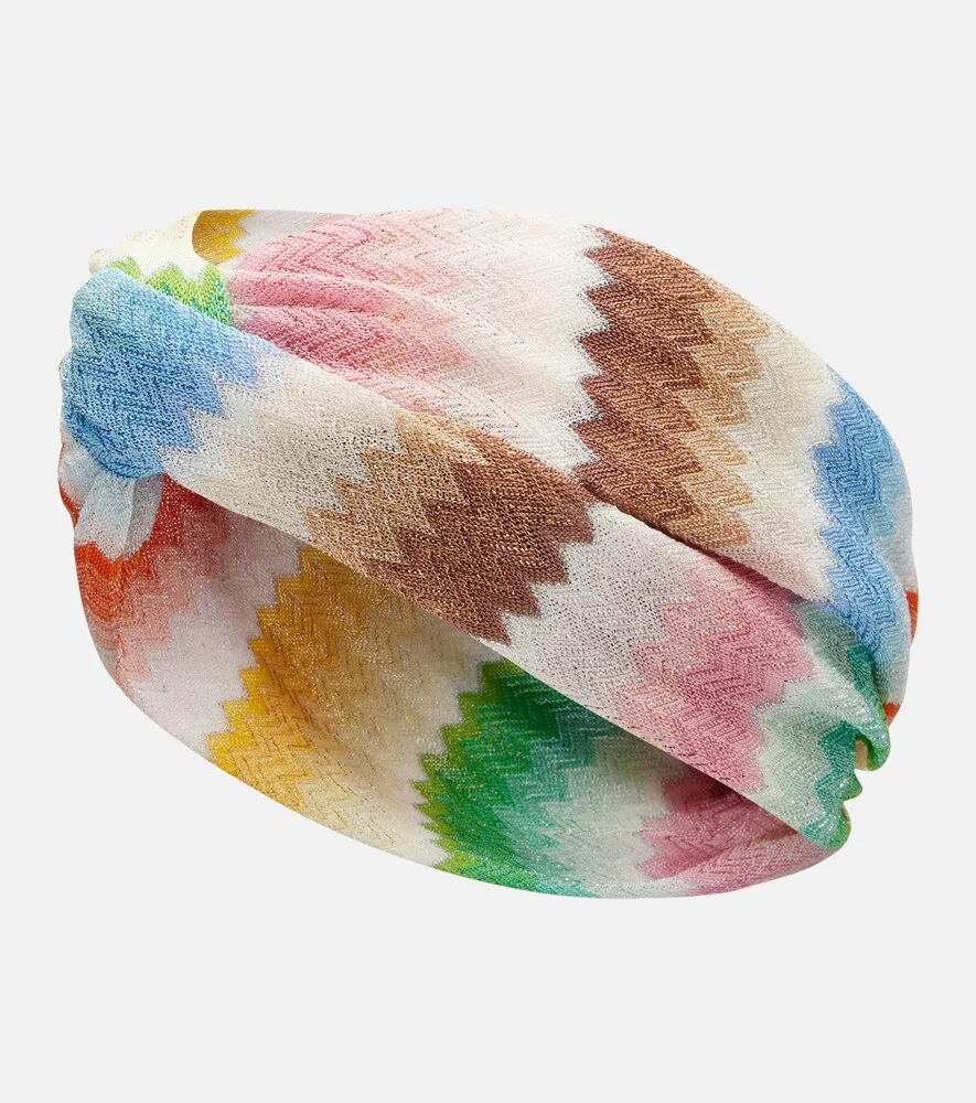 Повязка на голову с зигзагообразным узором из парчи Missoni, мультиколор