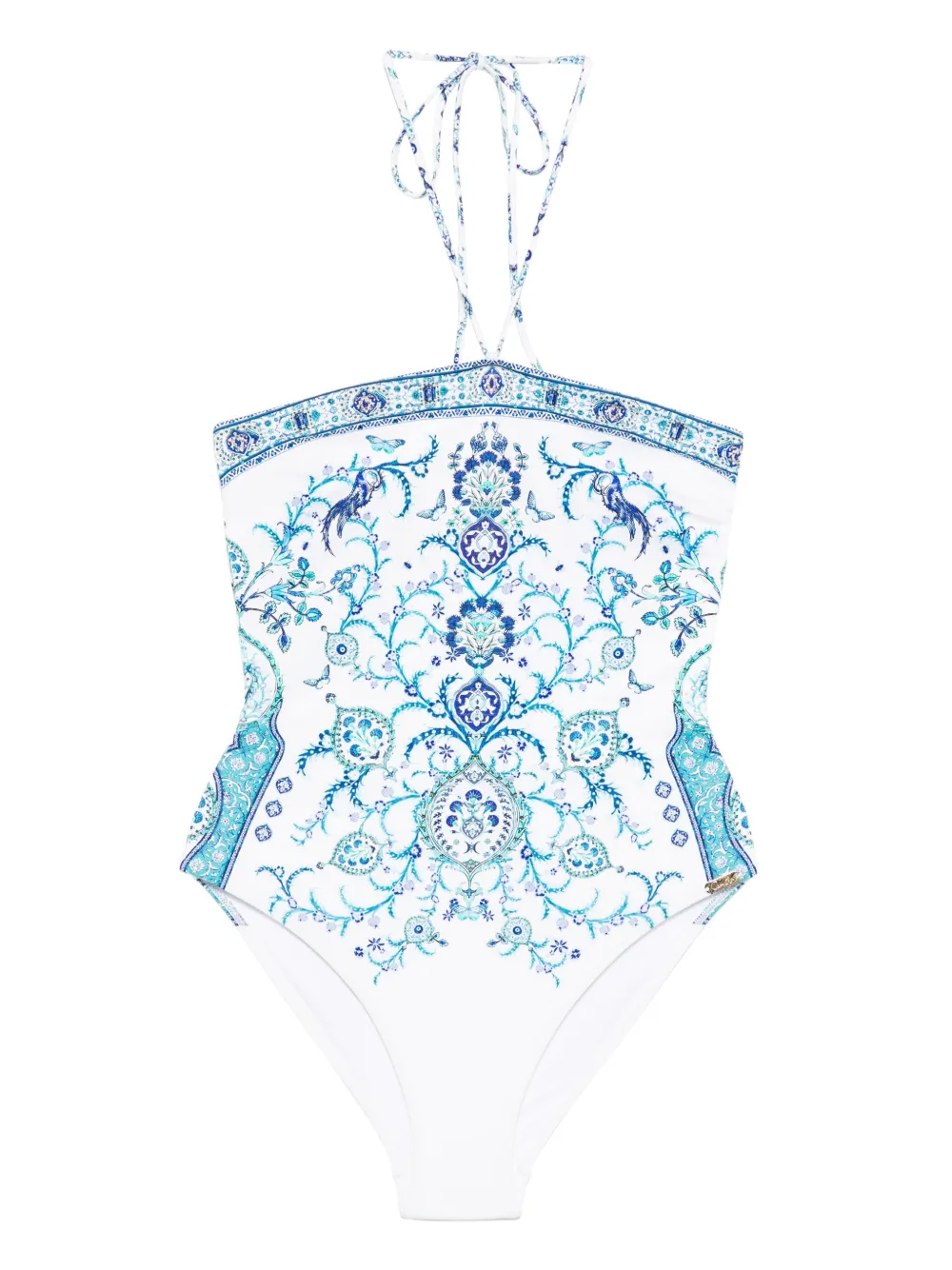 

Купальник с вырезом халтер и принтом пейсли Camilla, белый