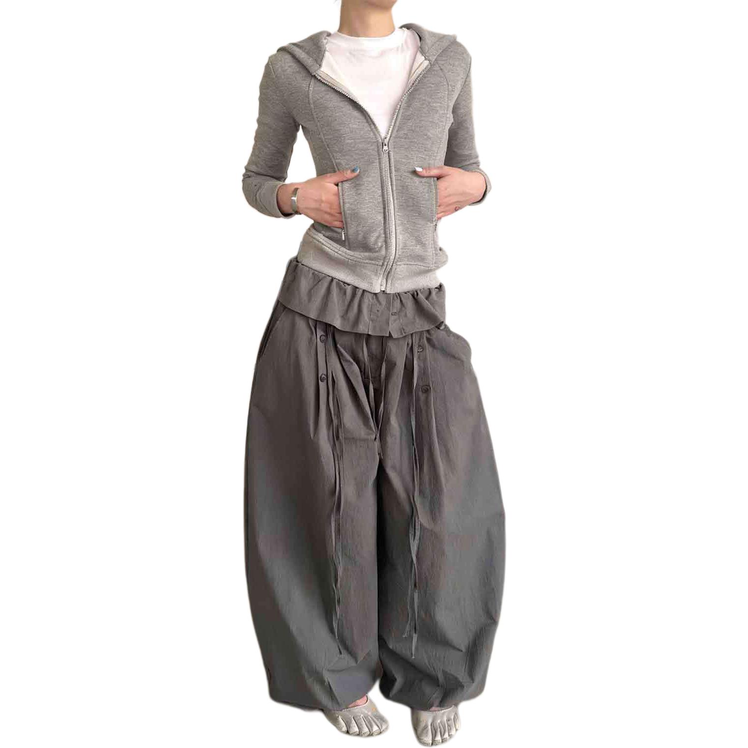 

NEVER RULE Брюки Casual Unisex серые умеренно широкие