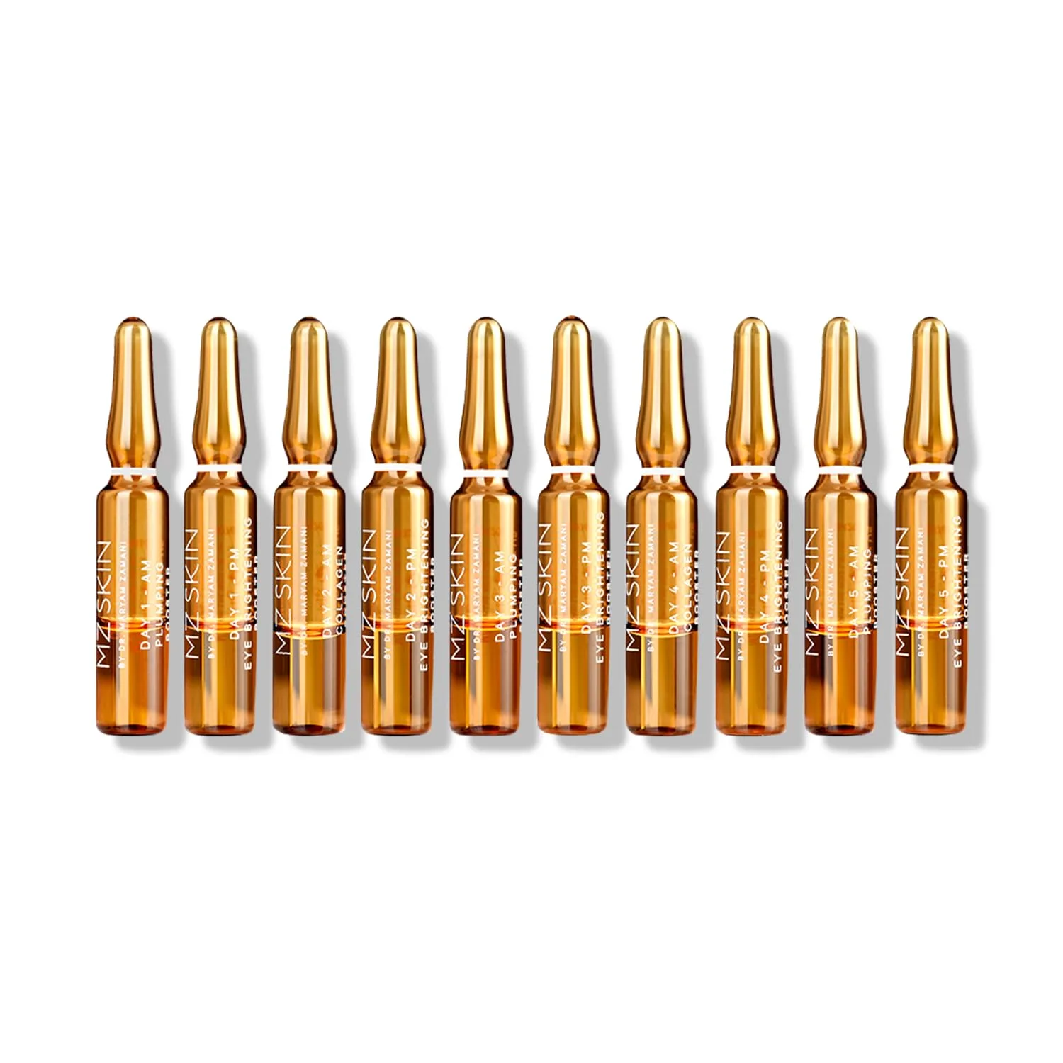MZ SKIN Brightening Eye Ampoules, профессиональный 5-дневный интенсивный курс от темных кругов, морщин, отеков и мимических морщин с гиалуроновой кислотой для увлажнения и свежести под глазами, набор 10 ампул Mz Skin By Maryam Zamani Md