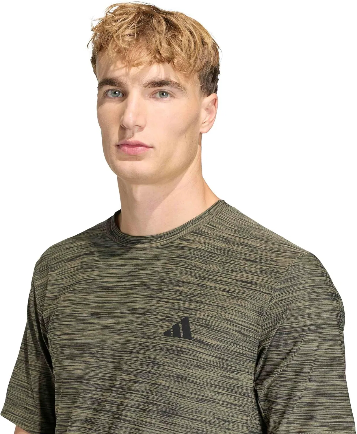 Футболка тренировочная adidas Climacool, цвет Olive Strata Melange — фото 3