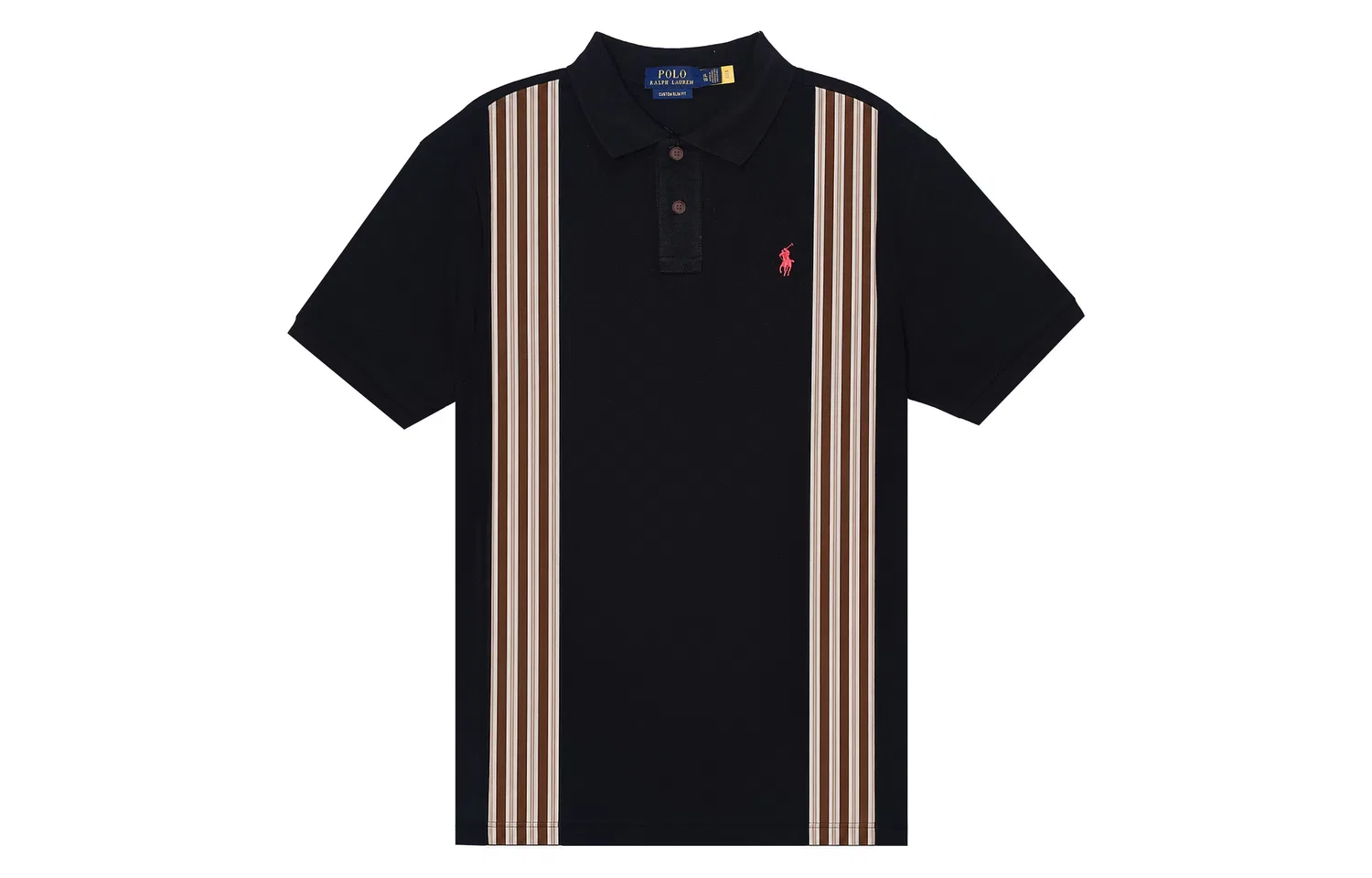 Мужское поло с воротником, прямого кроя, с принтом Brown Line Dash-Black, Polo Shirts Men's Polo Collar Moderate Straight Fit, Polo Ralph Lauren
