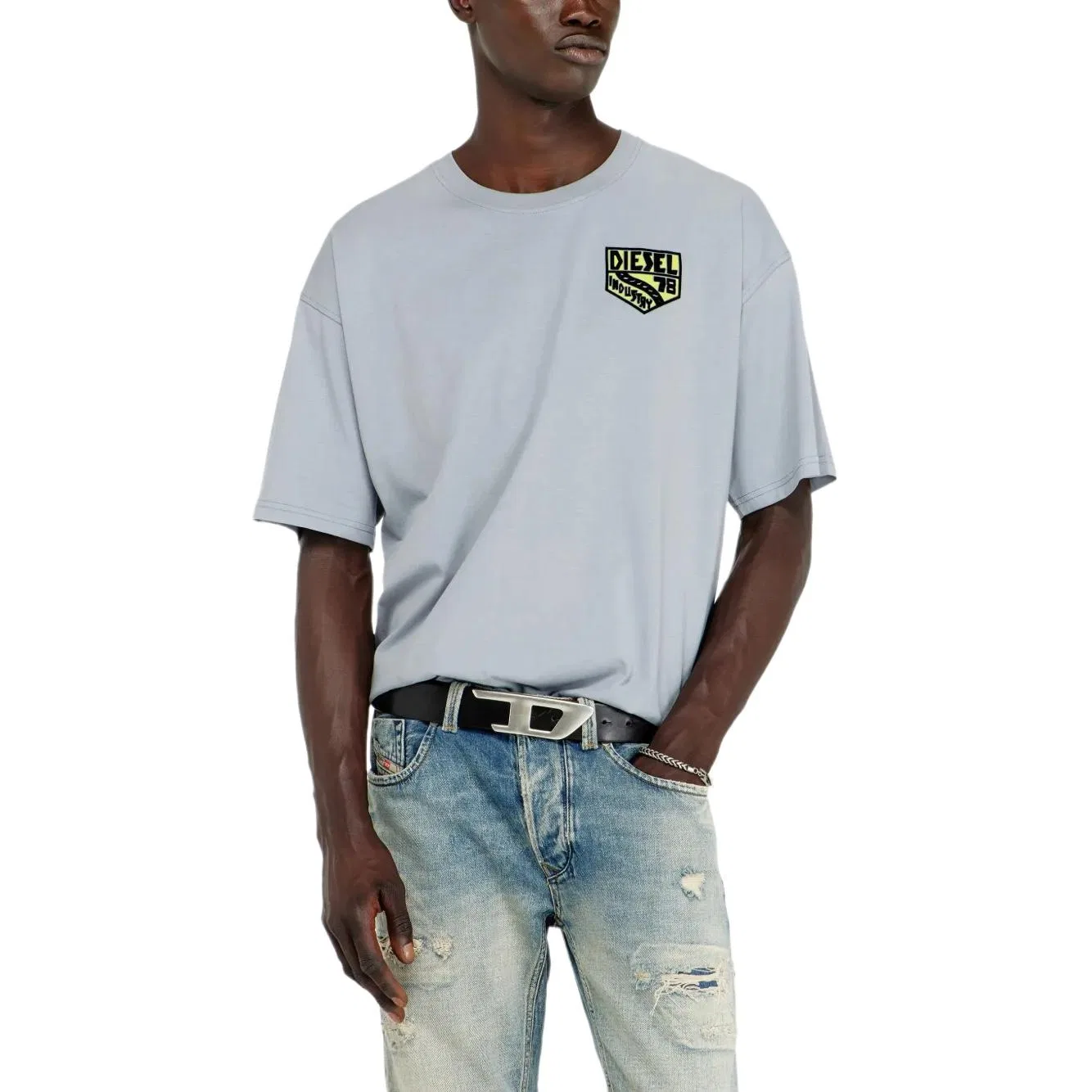 Мужская футболка с круглым вырезом DIESEL, Gray — фото 4