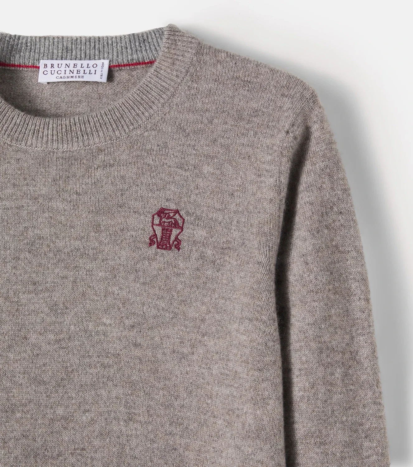 Свитер из кашемира с логотипом Brunello Cucinelli Kids, серый — фото 4