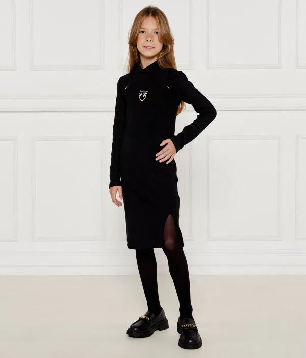 Детское платье для девочек ребристое Vestito ribbed Pinko Up, черный — фото 3