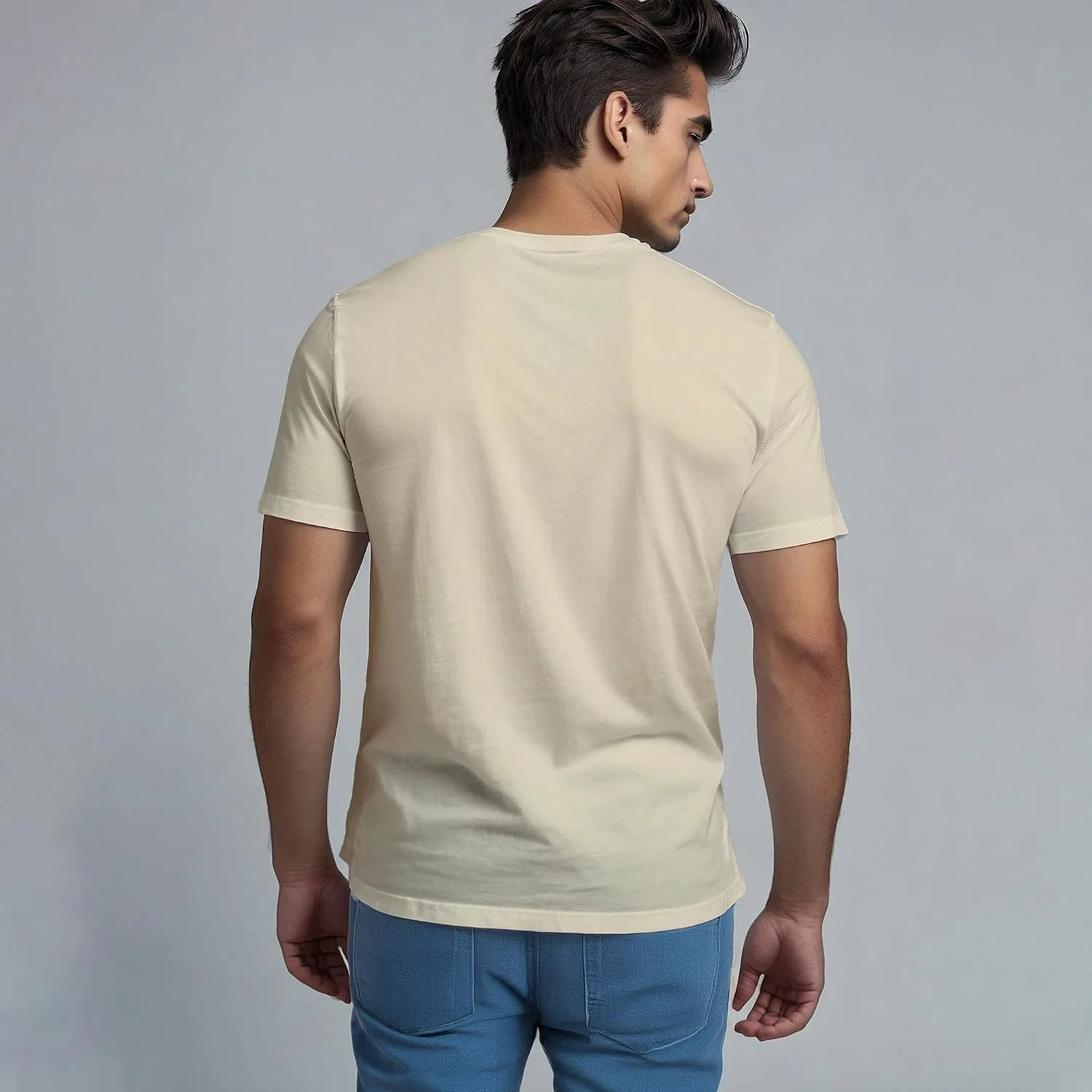 Унисекс хлопковая футболка классического кроя Arventur, Beige — фото 4