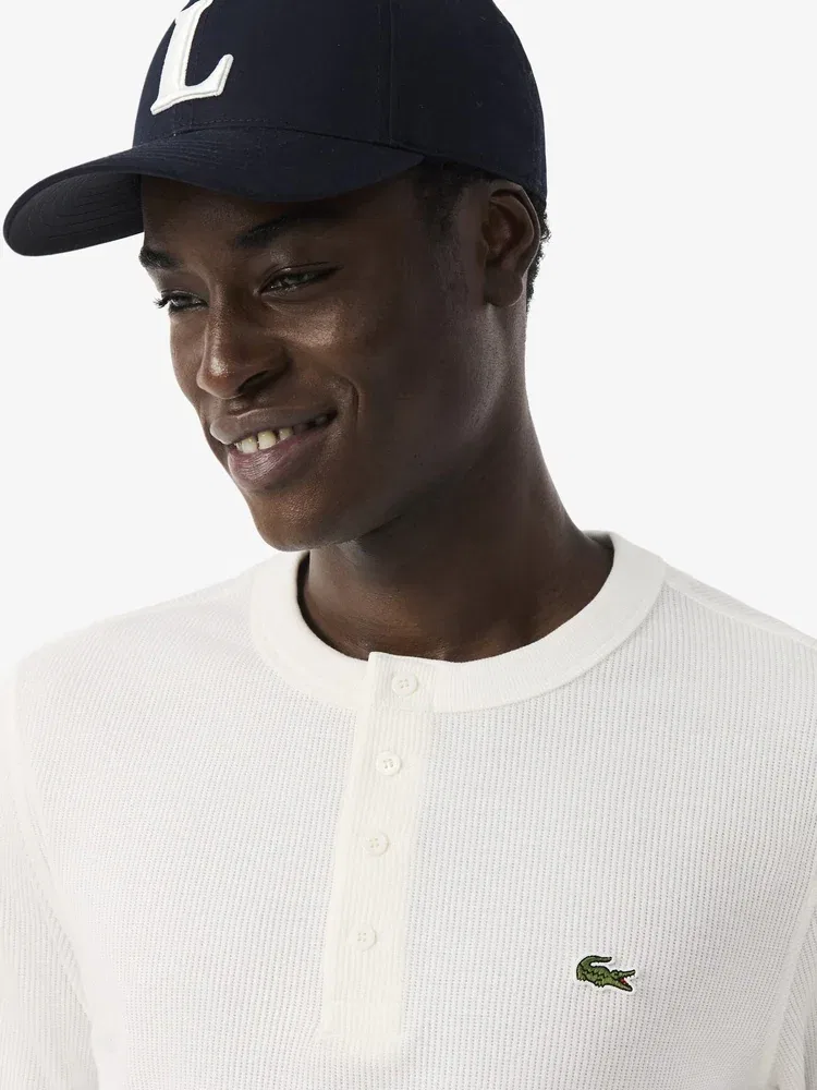 Футболка с длинным рукавом вафельная Henry Neck LACOSTE, White — фото 2