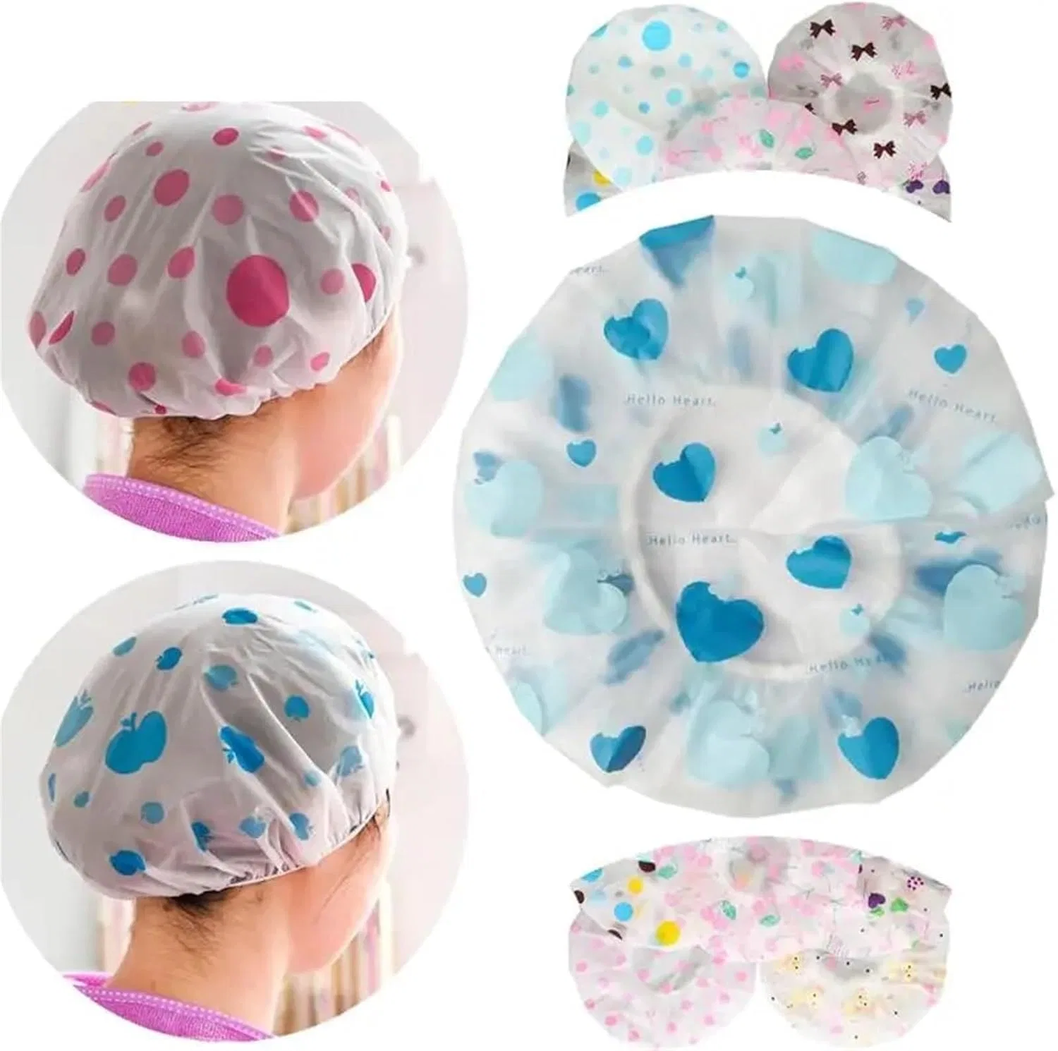 Шапочка для душа, водонепроницаемая, EVA, ZWCSHUU, 10 г, Style A 1pc — фото 2