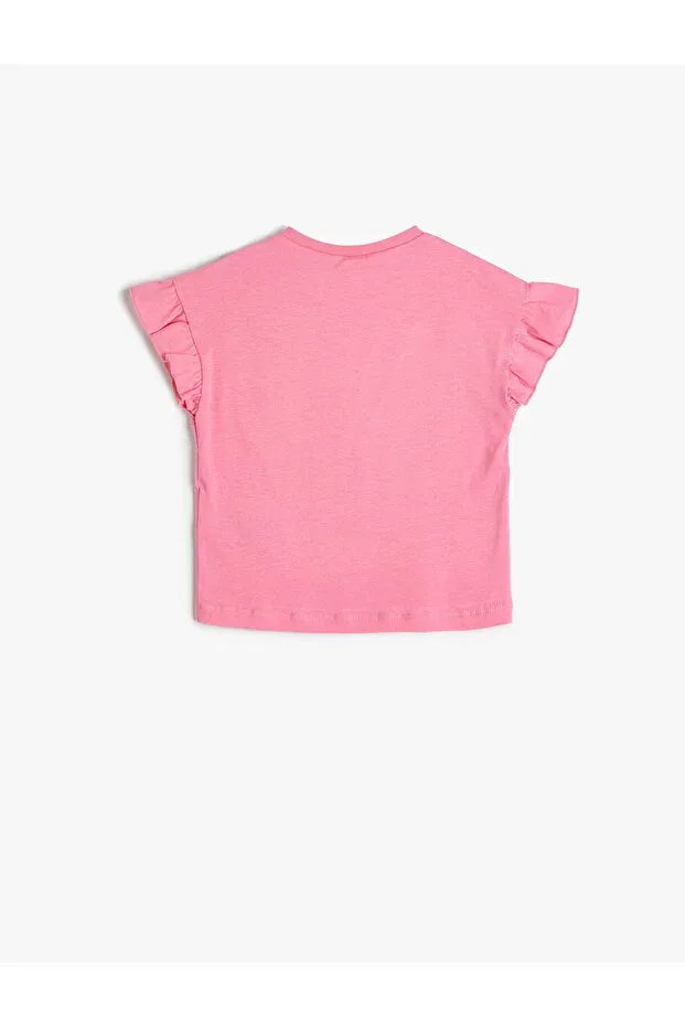 Детское базовое хлопковое платье-футболка без рукавов с рюшами Koton, Rose — фото 2