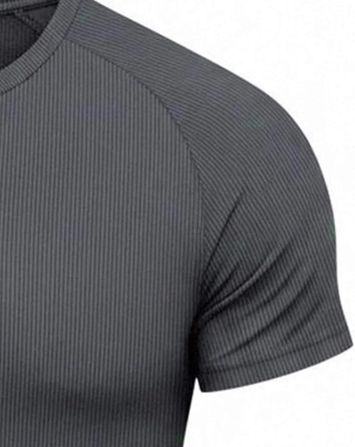 Мужская рифленая футболка-поло Henley Summer Crewneck Tee Shirts, Dark Gray — фото 4