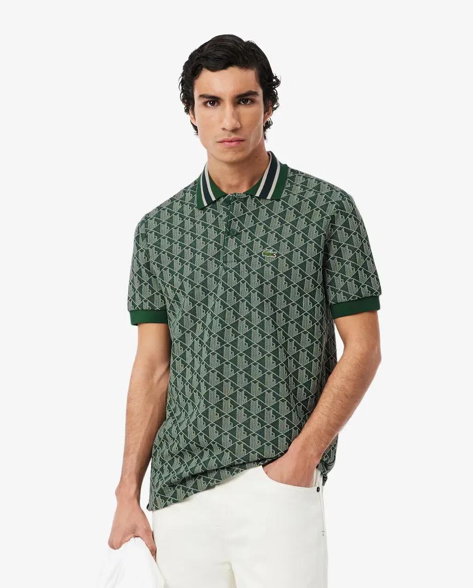 Мужское поло с коротким рукавом из жаккарда Lacoste, Verde Agua