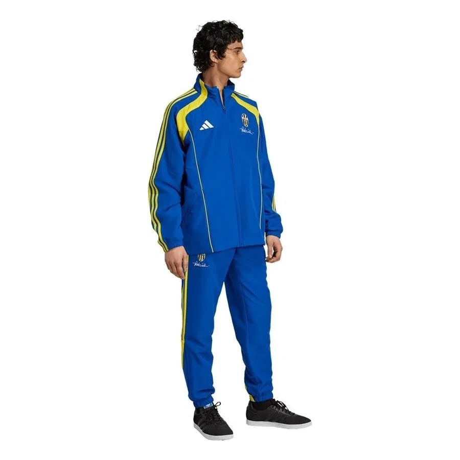 Мужской спортивный свитшот с флисовой подкладкой, модель JUVE UBP TT JM9470, adidas, Синий — фото 4