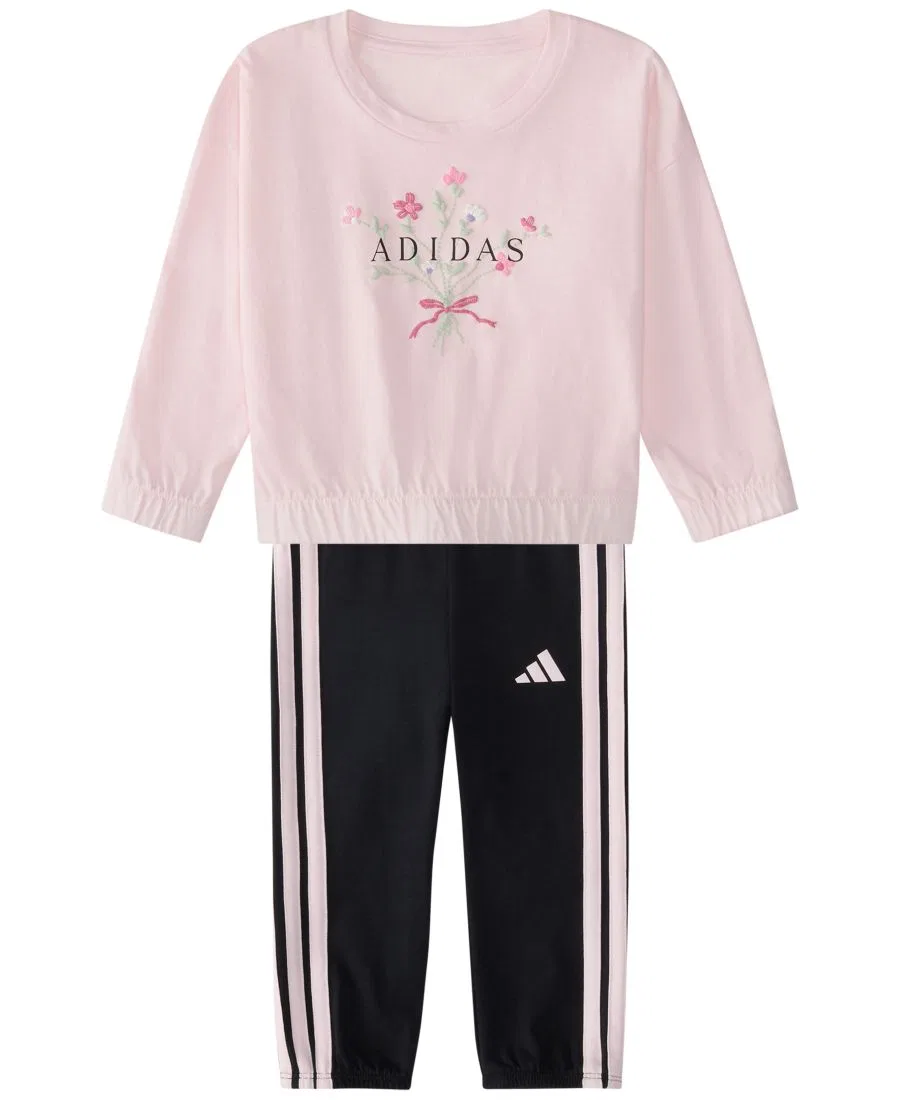 Комплект из лонгслива и брюк с принтом adidas, Pink Black — фото 3