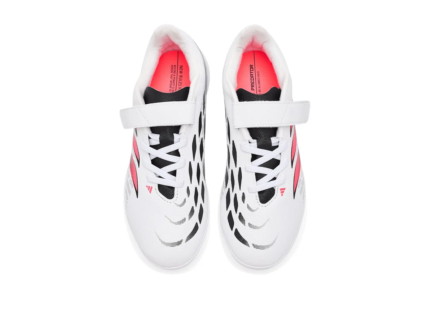 Бутсы Predator Club Hook & Loop Turf (для маленьких и больших детей) Adidas Kids, White/Solar Turbo/Black — фото 3