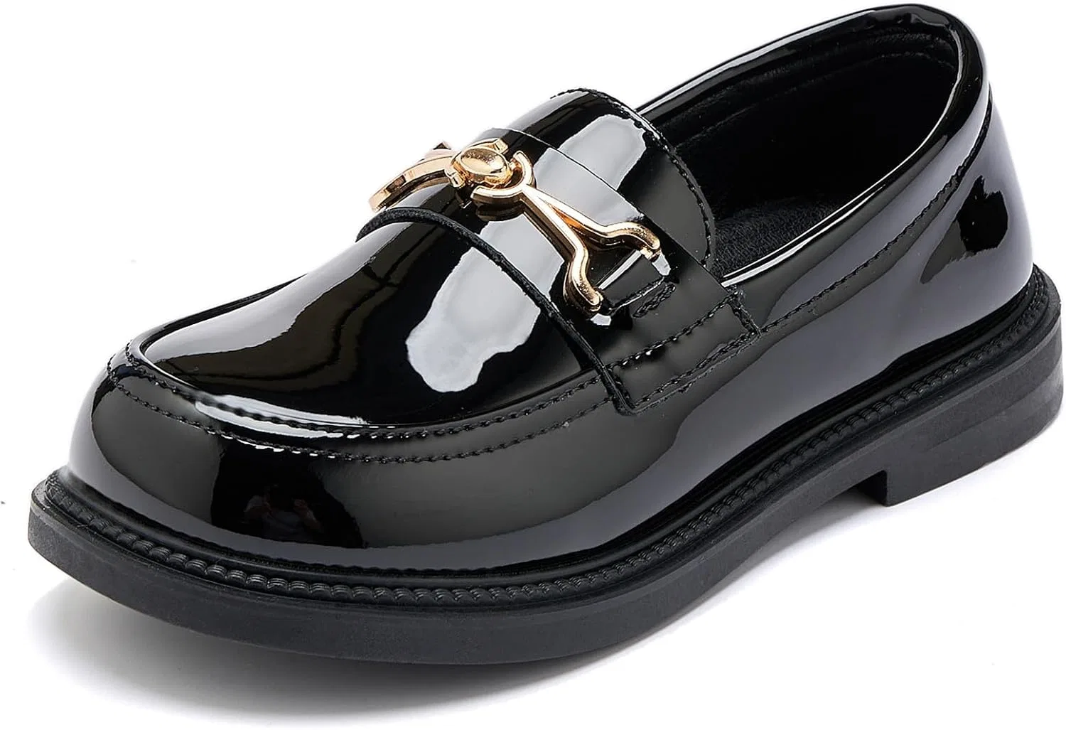 Детские туфли-лоферы для девочек с цепочкой DADAWEN, Patent Black