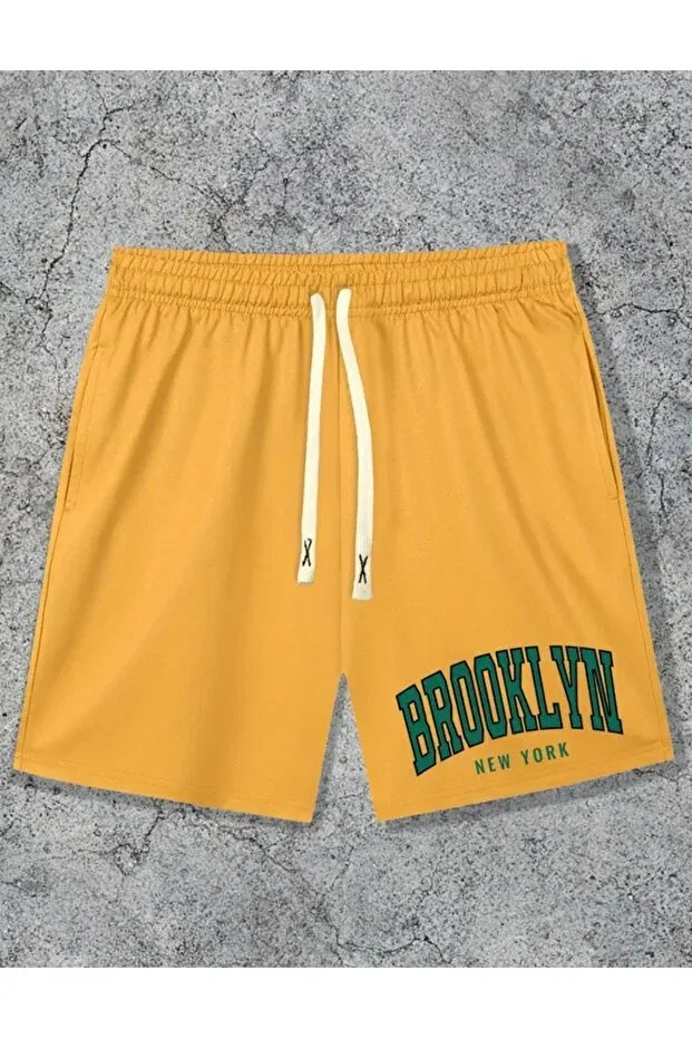 Детские шорты для девочек с принтом Brooklyn Nigrum Pardus, Yellow