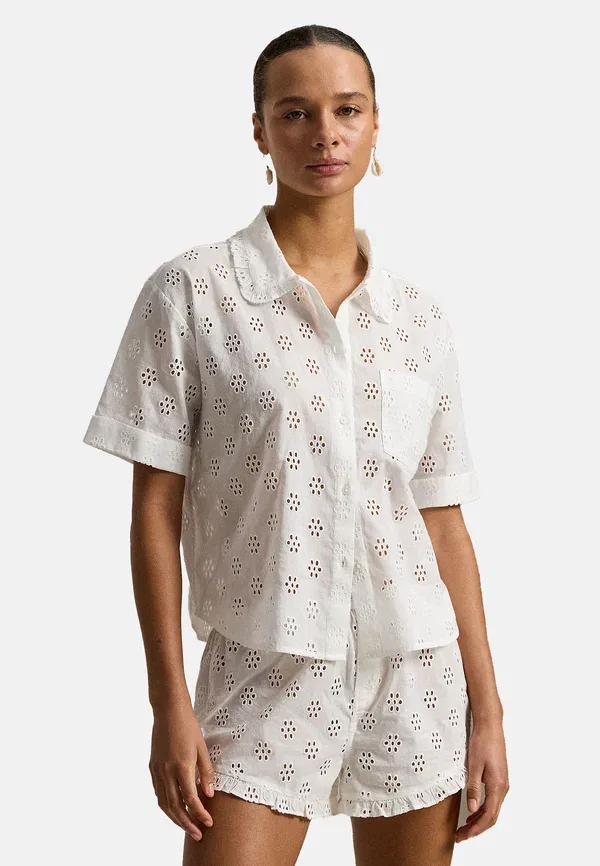 Пижамный комплект из хлопка Eyelet set Polo Ralph Lauren, White Cloud, белый — фото 3