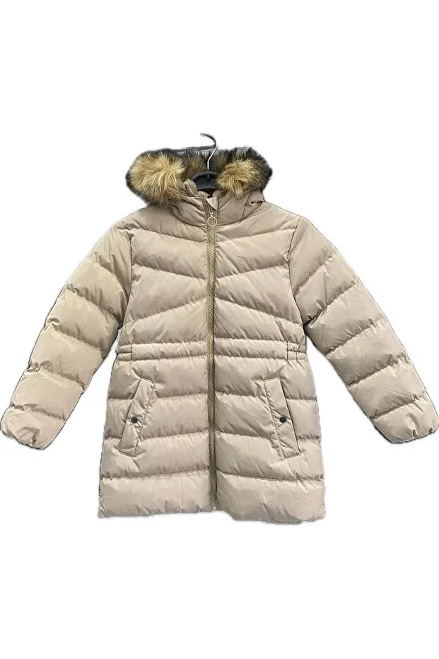 Детский пуховик с капюшоном для девочек Cemre Pique, Beige