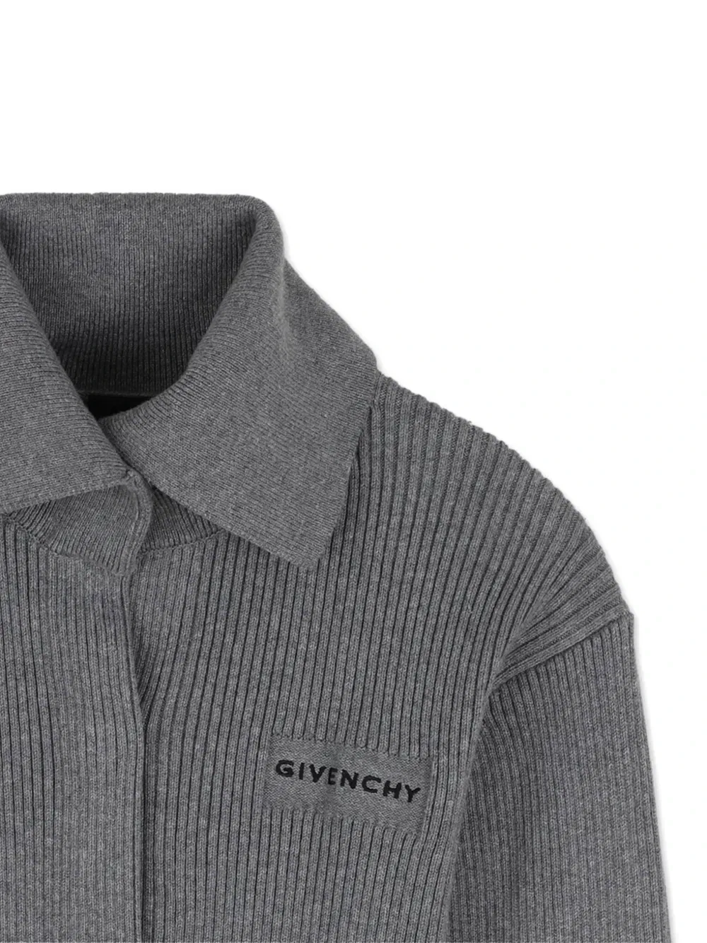 Кардиган в рубчик с нашивкой-логотипом Givenchy Kids, серый — фото 3
