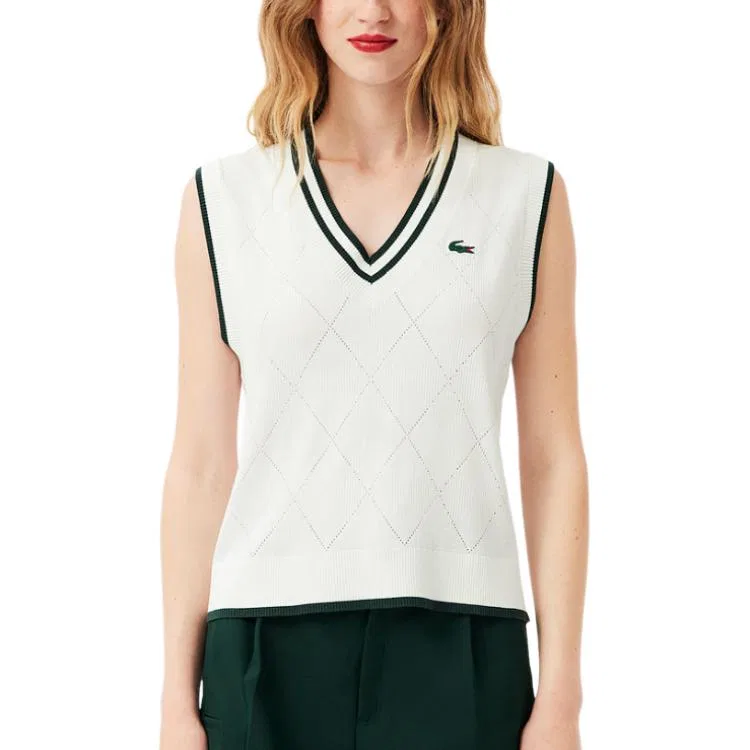 Женский топ-майка с V-образным вырезом LACOSTE, 4AB — фото 4